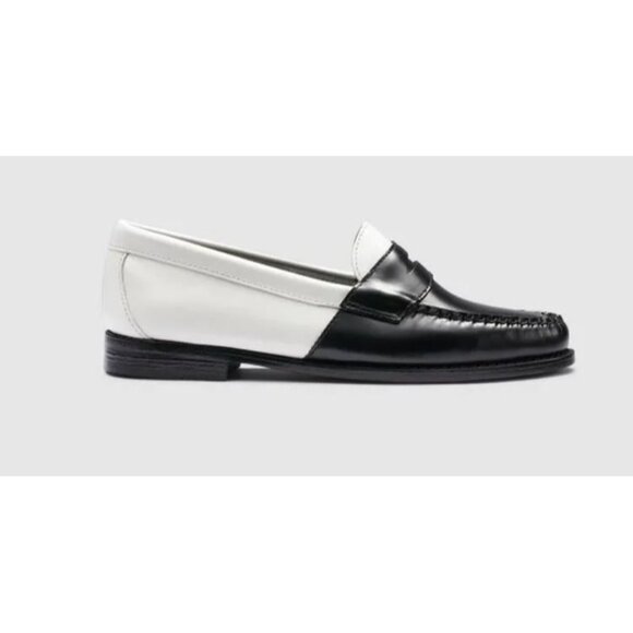 BASS Weejuns Flat Strap Colorblock Black White Loafer Women's Size 9 NEW - Picture 1 of 9